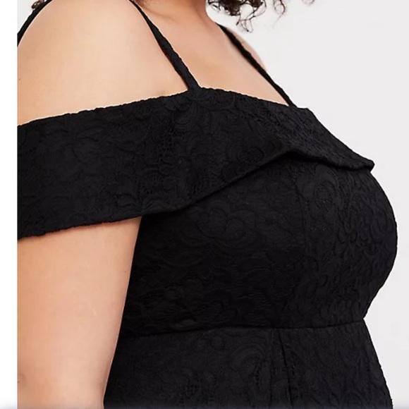 Torrid black mini skater lace off shoulder dress size 12 - Picture 2 of 7